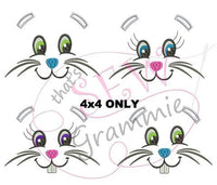 Bunny Faces Embroidery Design for Towels - 4x4 only