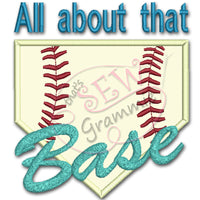 All About Base Script Baseball Softball Applique Design