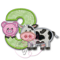 Barnyard Birthday THREE Applique Design