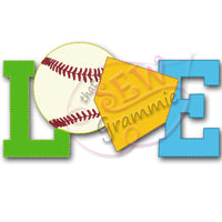 Baseball LOVE Raggy Applique Design