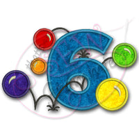 Bouncy Balls Number SIX Applique Design