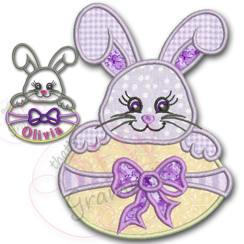 Bunny Girl w Easter Egg Applique Design