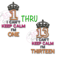 Can't KEEP CALM Applique Design SET 1-13