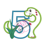 Dino Birthday FIVE Applique Design