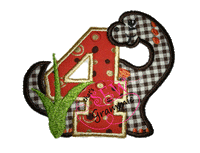 Dino Birthday FOUR Applique Design