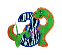 Dino Birthday THREE Applique Design