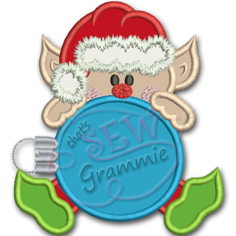 Elf with Ornament Frame Applique Design
