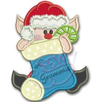 Elf with Stocking Applique Design