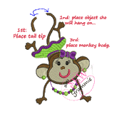 Monkey Girl Hanging Embroidery Design