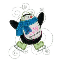 Happy Winter Penguin Applique Design