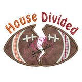 House Divided Football Applique Design
