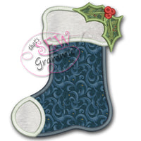 Christmas Holly Stocking Applique Design