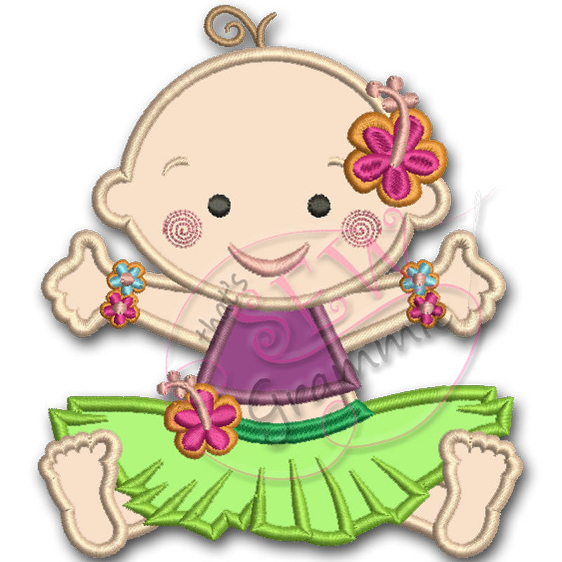 Hula Baby Girl Applique Design
