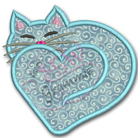 Kitty Cat Heart Applique Design
