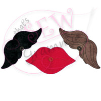 In the Hoop Lips & Mustache QUICK STITCH Lolli-Proppie small SET for Valentine Lollipops