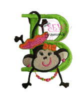 Monkey Girl Hanging Embroidery Design