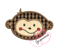 Monkey Boy Face Applique $1