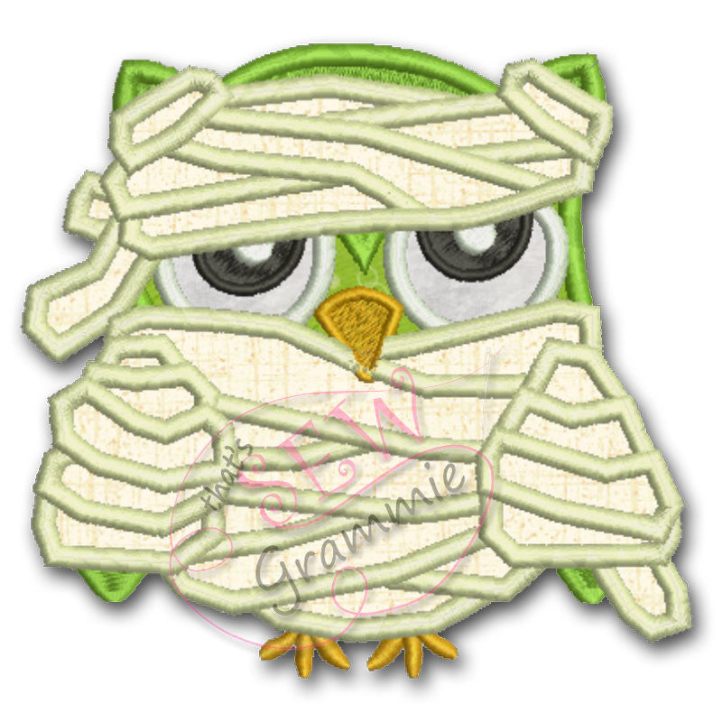 Mummy Owl Halloween Applique Design