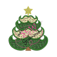 Mustache Christmas Tree Applique Design 6x7