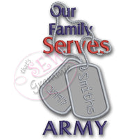 Our Family Serves Applique Design Army