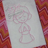 Prayer Kids Red Work Embroidery Design