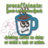 Coffee Cup Applique Design Procaffeinate 