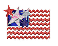 ITH RicRacRaggy Flag Feltie In the Hoop
