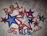 4th of July Applique Design Red White Fa BLUE ous