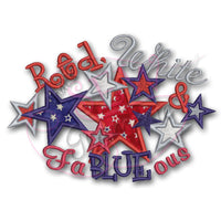 4th of July Applique Design Red White Fa BLUE ous