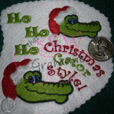 Santa Gator Head Embroidery Design - filled