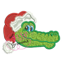 Santa Gator Head Embroidery Design - filled