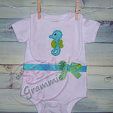 Baby Seahorse Applique Design, Add A Ribbon Embroidery Design