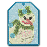 Snow Girl Snowman Gift Tag Applique Design