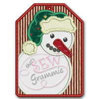 Santa Snowman Gift Tag Applique