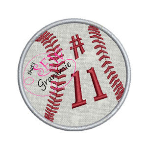 Baseball Softball Applique with Numbers for Koozies