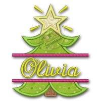 Split Christmas Tree Applique Design