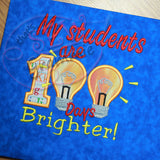 My Students 100 Days Brighter Applique Design