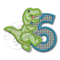 T Rex Birthday Applique Design Number SIX T-Rex