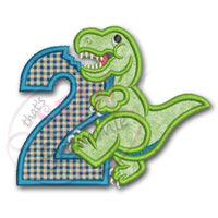 T Rex Birthday Applique Design Number TWO T-Rex