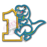 T Rex Birthday Applique Design Number ONE T-Rex