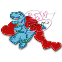 T Rex Valentine Applique Design T-Rex