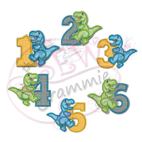 T Rex Applique Design Full Number set 1-6