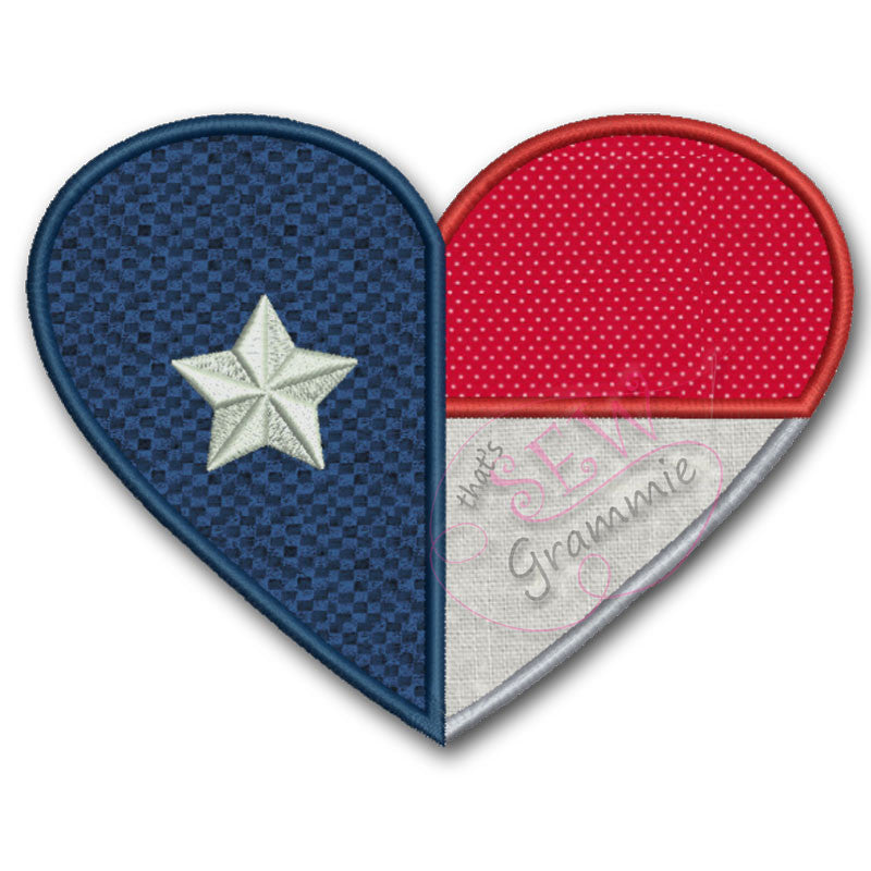 Texas Heart Applique Design