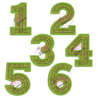 Train Track Numbers Applique Design SET 1-6