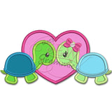 Turtle Love Valentine Applique Design