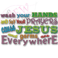 Wash Your Hands Embroidery Design LARGE